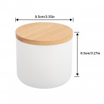 QLWX Ceramic Canister with Lid, 1 Pack 9oz White Food Storage Container with Airtight Bamboo Lid for Storing Tea Coffee Sugar, Spice Container Kitchen Canister