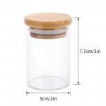 QLWX Glass Jar with Bamboo Lid, 2 Pack 3.4oz Clear Food Storage Containers, Empty Kitchen Canisters for Storing Coffee Beans, Candy, Tea, Spice Bottles