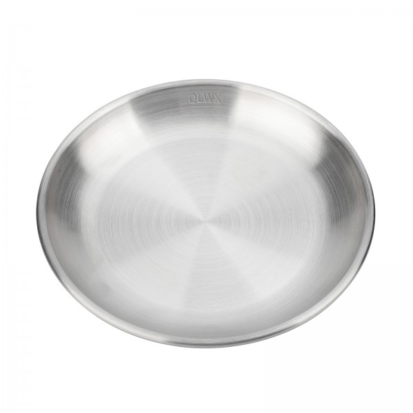 QLWX Stainless Steel Plate, 1 Pieces 5 inch Flat Dinner Plates,  Unbreakable  Round Dinnerware Dishes for Kitchen Restaurant Serving, Salad Dessert Cake Plates