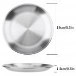 QLWX Stainless Steel Plate, 1 Pieces 5 inch Flat Dinner Plates,  Unbreakable  Round Dinnerware Dishes for Kitchen Restaurant Serving, Salad Dessert Cake Plates